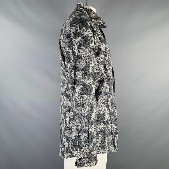 BILLIONAIRE COUTURE Size XL Black White Print Cotton Blend Long Sleeve Shirt - Picture 3 of 6